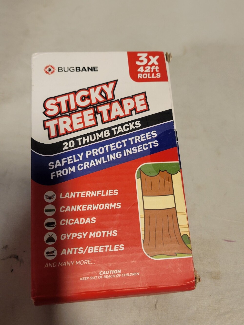 Spotted Lantern Fly Trap for Trees. 3 Sticky Fly Paper Rolls with Pins and Egg S